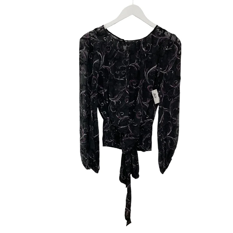 Top Long Sleeve By White House Black Market In Black & Purple, Size: 8